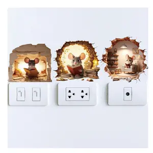6-Pack 3D Mouse Hole Wall Decals – Peel and Stick Animal Wall Stickers, Funny Illusion Decor for Kids Room, Bedroom, Nursery & Home Decoration