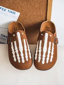 Men's Fashion Skeleton Bone Mule Slides, Lightweight Canvas Loafers, All-Day Wear Casual Walking Shoes for Daily, Travel & Office