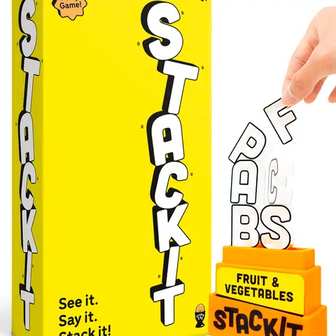 Lucky Egg Stack It – Hilarious Stacking Family Games for Kids and Adults | 160 Categories, 20 Letters, Timer & Base | Fun Party Games and Board Games for Family Night for Ages 8+ | 2-8 Players