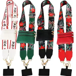 A Christmas-themed phone strap and backpack strap, a multifunctional strap that can be adjusted in length, with an integrated wallet. Suitable as a Christmas gift or a gift for a girlfriend. Phone Lanyard