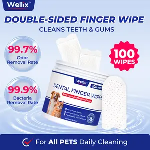 Wellix 100ct Pet Teeth Finger Wipes - Natural, No-Rinse Dental Care