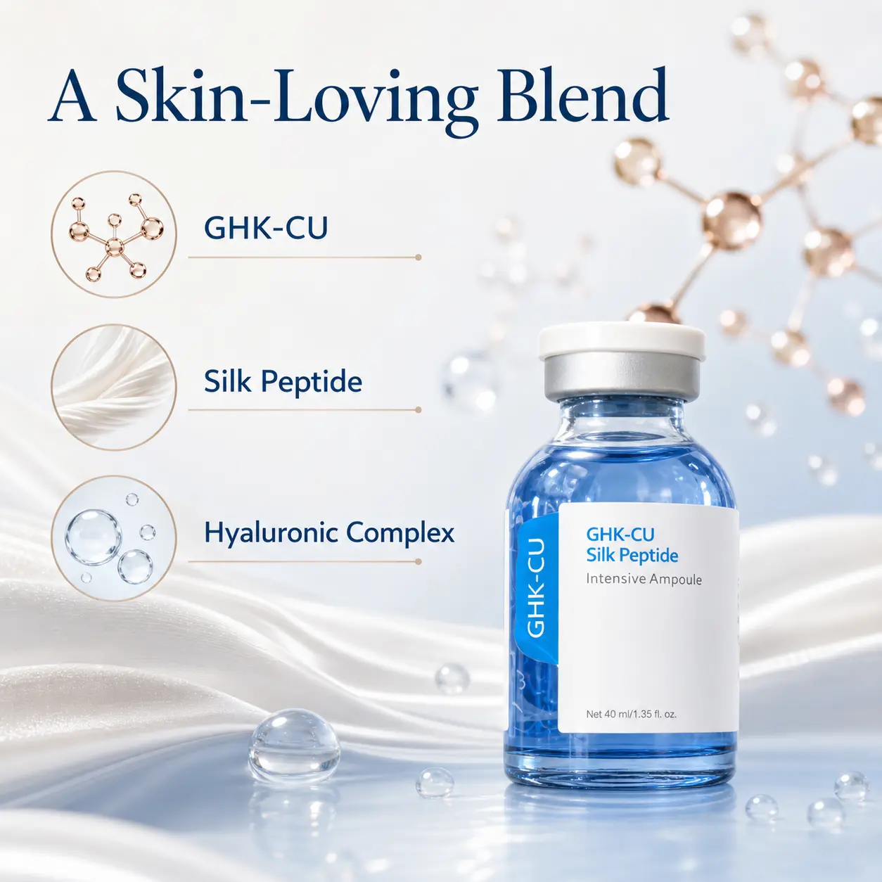 GHK-Cu Copper Peptide Face Serum with Silk Peptide, Firming & Hydrating