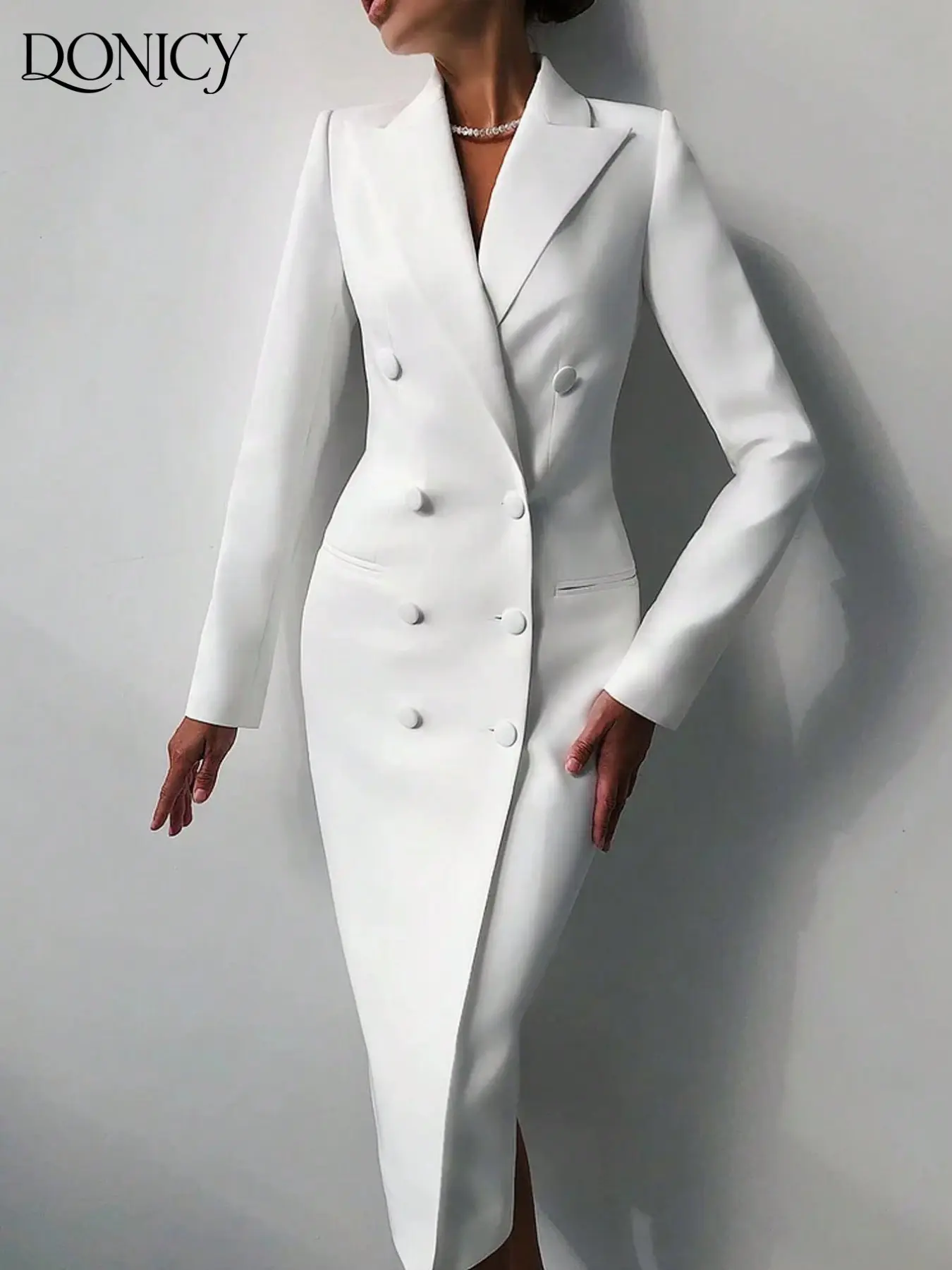 Women's Solid Color Blazer Dress, Bodycon Evening Dress, Elegant Chic Long Sleeve, Formal Wear, Business Casual, Perfect for Office, Parties, Evening Events, All Seasons, Chic Evening Dresses, Fitted Suit Dress, Womenswear