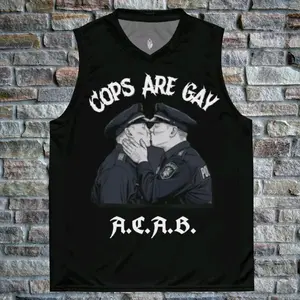 ACAB Basketball Jersey - Cops Are Gay Design A.C.A.B. Sleeveless Sports Top for Fans