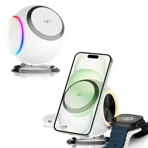 Venus 3-in-1 Magnetic Wireless Charging Station for Apple Ecosystem Users, Oandys Magnetic Mag-Safe Charger Stand (30W Adapter) Compatible for iPhone 15, 14, 13, 12 Pro/Pro Max, Apple Watch Series 1-9/Ultra, AirPods 3rd Generation, Pro Gen 1 & Gen 2