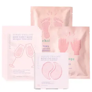 Chol Patchology Rosé Hydrating & Renewing Kit - Face Masks, Eye Gels & Finger/Toe Masks for Dry Skin with Strawberry and Hyaluronic Comfort Moisture Skincare