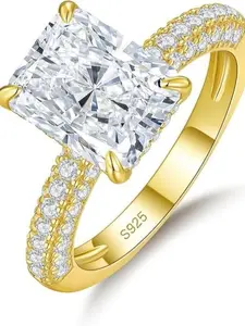 3CT 7*9mm Radiant Cut Moissanite Engagement Ring D-VVS1 Lab Created S925 Silver White/14K Gold Plated Valentine Gift queen ring Elegant Fashion Rings Everyday Ring