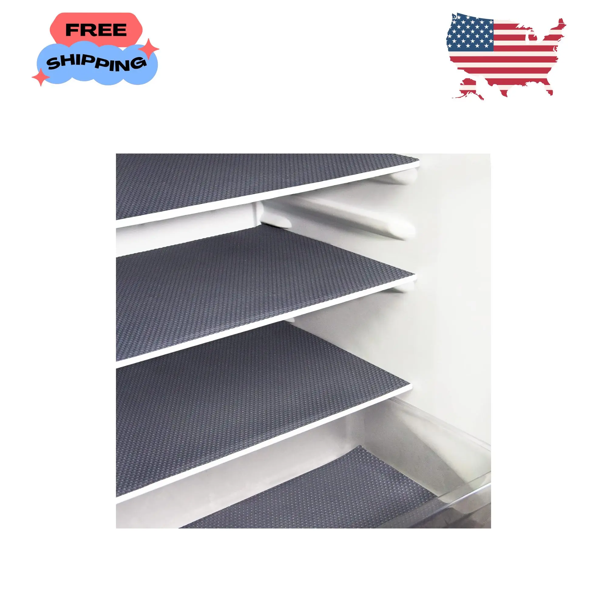8Pcs Refrigerator Liners, Washable Fridge Liner Mats Covers Pads (Gray)