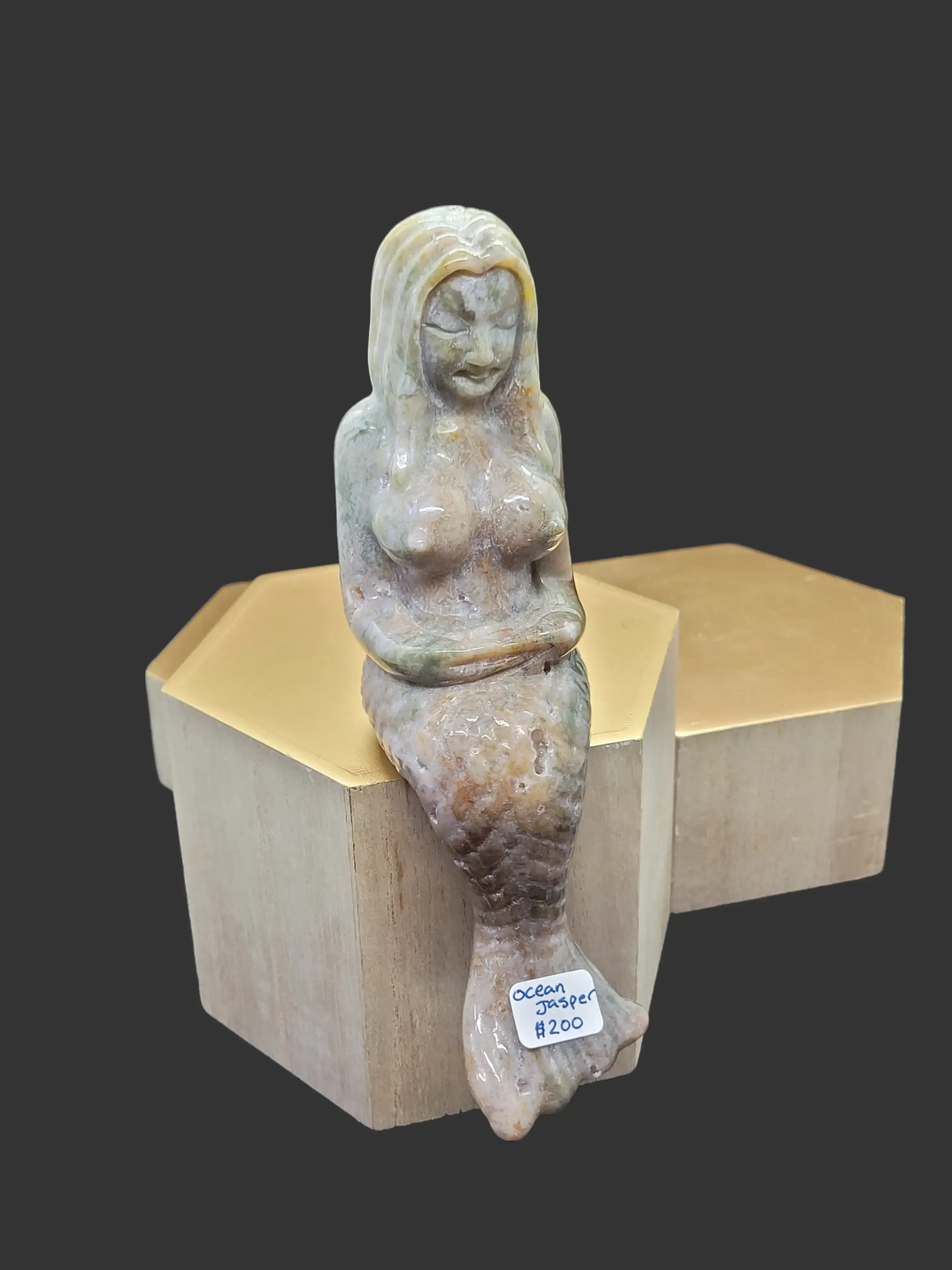 Large Ocean Jasper Mermaid carving