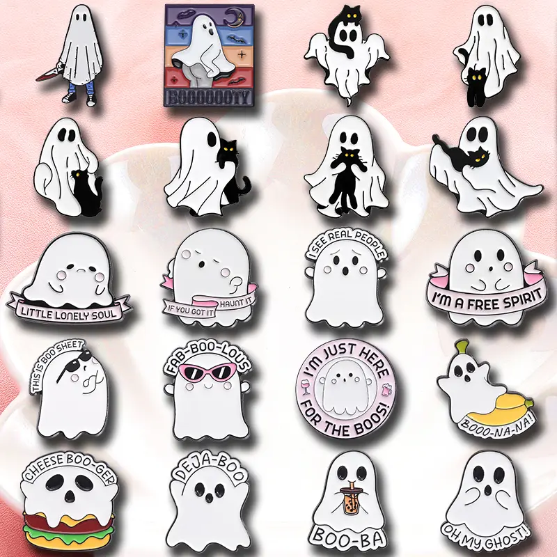 20PCS Boo Ghost enamel pin Halloween ghost dagger ghost brooch lapel badge cartoon punk, suitable for accessories on backpacks and clothing, exquisite gift giving is perfect for gifting outdoorfun summerwins