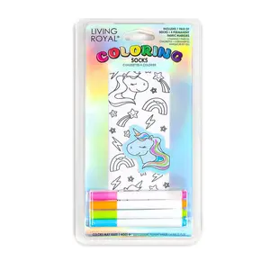 Unicorn Galaxy Coloring Socks | Soft Breathable Ankle Socks with Permanent Fabric Marker - DIY Creative Fun Socks for Everyday Wear & Gifts - Unisex Use | One Size Fits Most