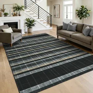 Garvee Vintage Checkered Print Rug Modern Non-slip Interior Decor Rug Washable Soft and Non-shedding for Farmhouse Dining Room Bedroom Laundry Room carpet
