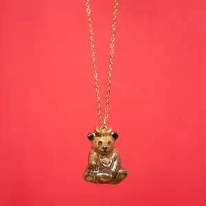 Bear King Necklace | Camp Hollow Ceramic Animal Jewelry | Porcelain Pendant