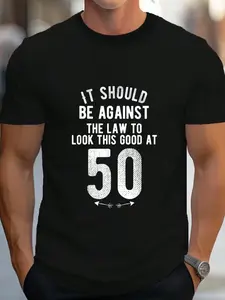 100%25 Cotton Funny 50th Birthday Gag Gift Idea 50 Year Old Joke Saying T-Shirt Women's Men's Graphic Tee Crew Neck summer vacation Tops Vintage Unisex rod wave