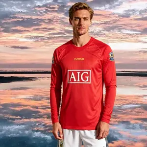 0708 Home Retro Red CR.7 LongSleeved Soccer Jersey