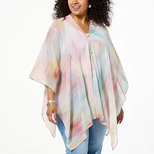 MarlaWynne WynneLayers Printed Chiffon Convertible Poncho