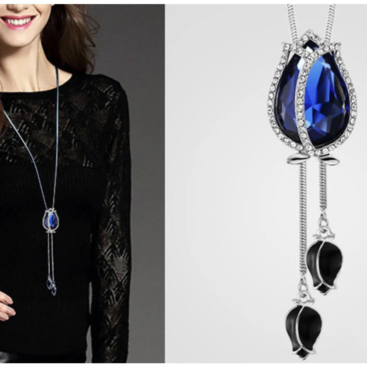 011 Royal Blue Small Tulip Necklace