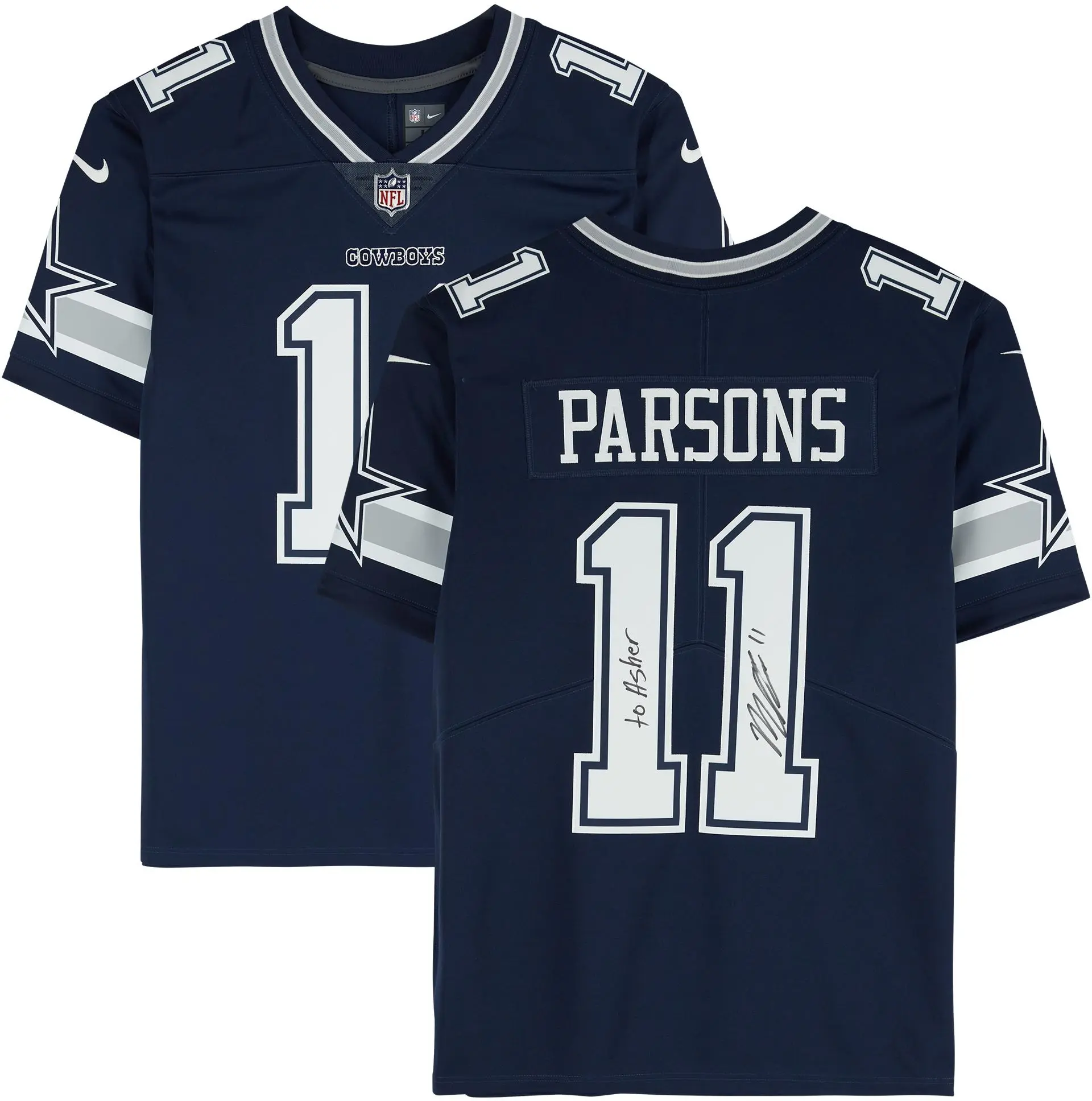 Micah Parsons Dallas Cowboys Autographed Nike Navy Limited Jersey with "To Asher" Inscription - Fanatics Authentic Certified
