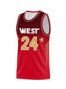 Men's Basketball Jersey 24 Vintage Embroidered Casual Training T-Shirt, Sport V-Neck Mesh Short Sleeve, All Seasons Loose Fit