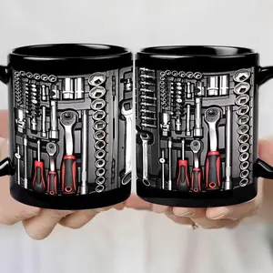 [MADE IN US] Heavy-Duty Mechanic Mug, Beverage Mug, 11oz Ceramic Coffee Cup with Automotive Tool Design, Garage Decor, Ideal Gift for Mechanics & Car Enthusiasts, Ceramic Printed Drinkware