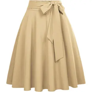 Women's High Waist A-Line Pockets Skirt Skater Flared Midi Skirt Vinage SkirtXXAllDayGoods7
