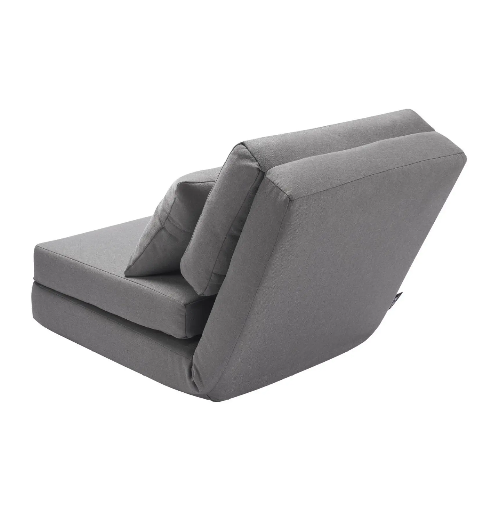 Convertible Flip Chair, 5-Position Adjustable Floor Sofa Bed, Folding Lazy Lounger with Pillow, Metal Frame, Living Room Bedroom, Gray Without Armrest Folding Bed Model