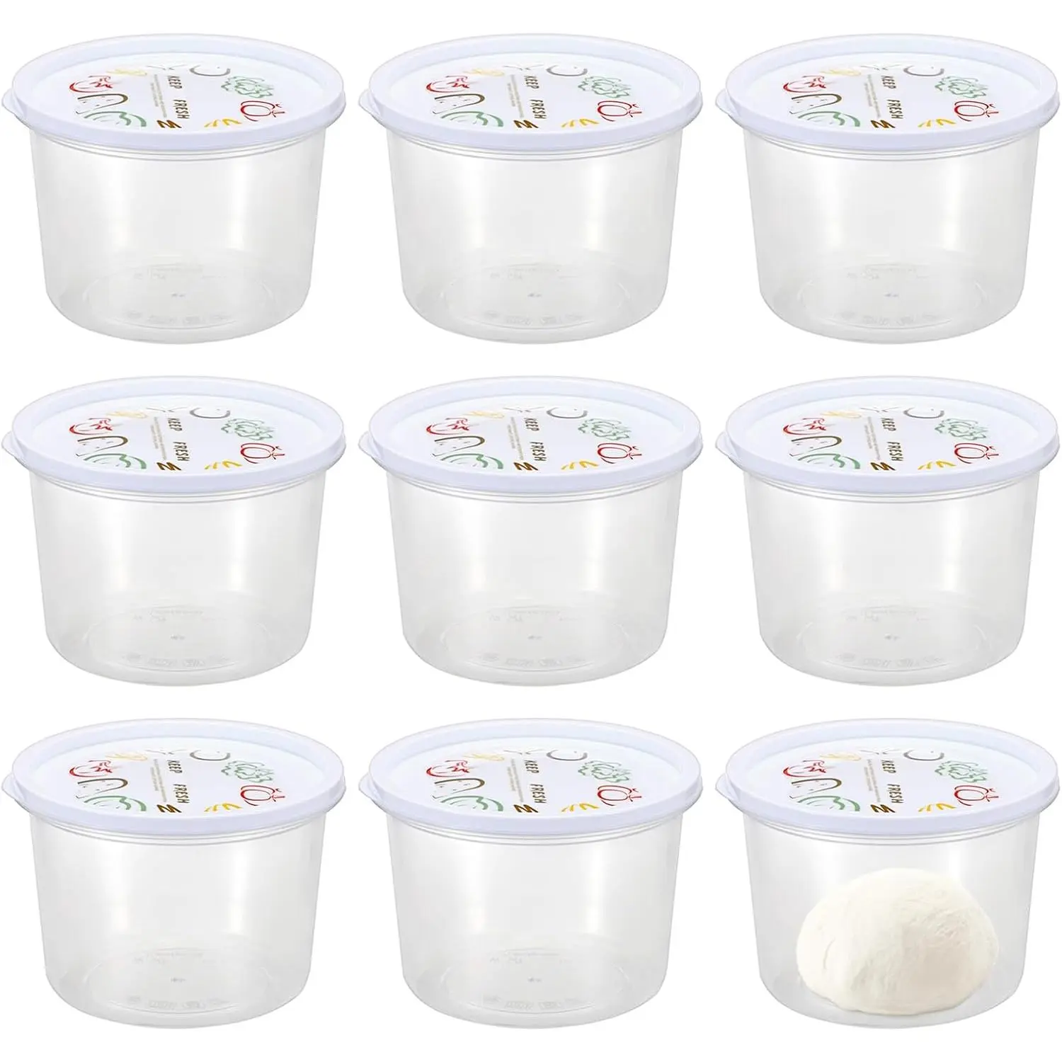 Round Pizza Dough Proofing Boxes, Set of 9 Stackable Food Storage Containers with Lid,  Clear Plastic Tray Fits  Gram Pizza Dough, For Making