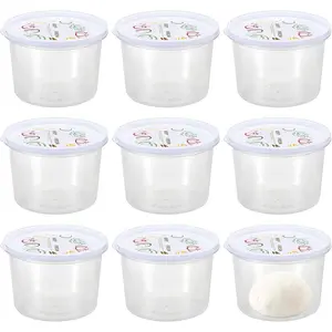Round Pizza Dough Proofing Boxes, Set of 9 Stackable Food Storage Containers with Lid,  Clear Plastic Tray Fits  Gram Pizza Dough, For Making