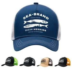 SEA-BRAND Atlantic Herring Trucker Hat Classic Mesh Back Snapback Cap for Men Women Fishing Lovers Breathable Outdoor Beach Hat Vintage Style Adjustable Casual Summer Headwear
