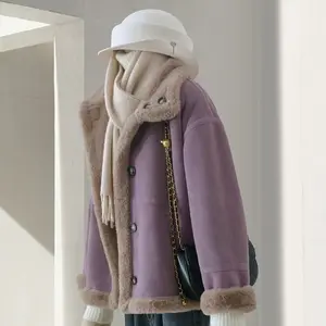Purple One-piece Fur Coat Women's Winter Coat 2025 New Female Artificial Fur Overcoat And Velvet Thickened Warm Outcoat Top
