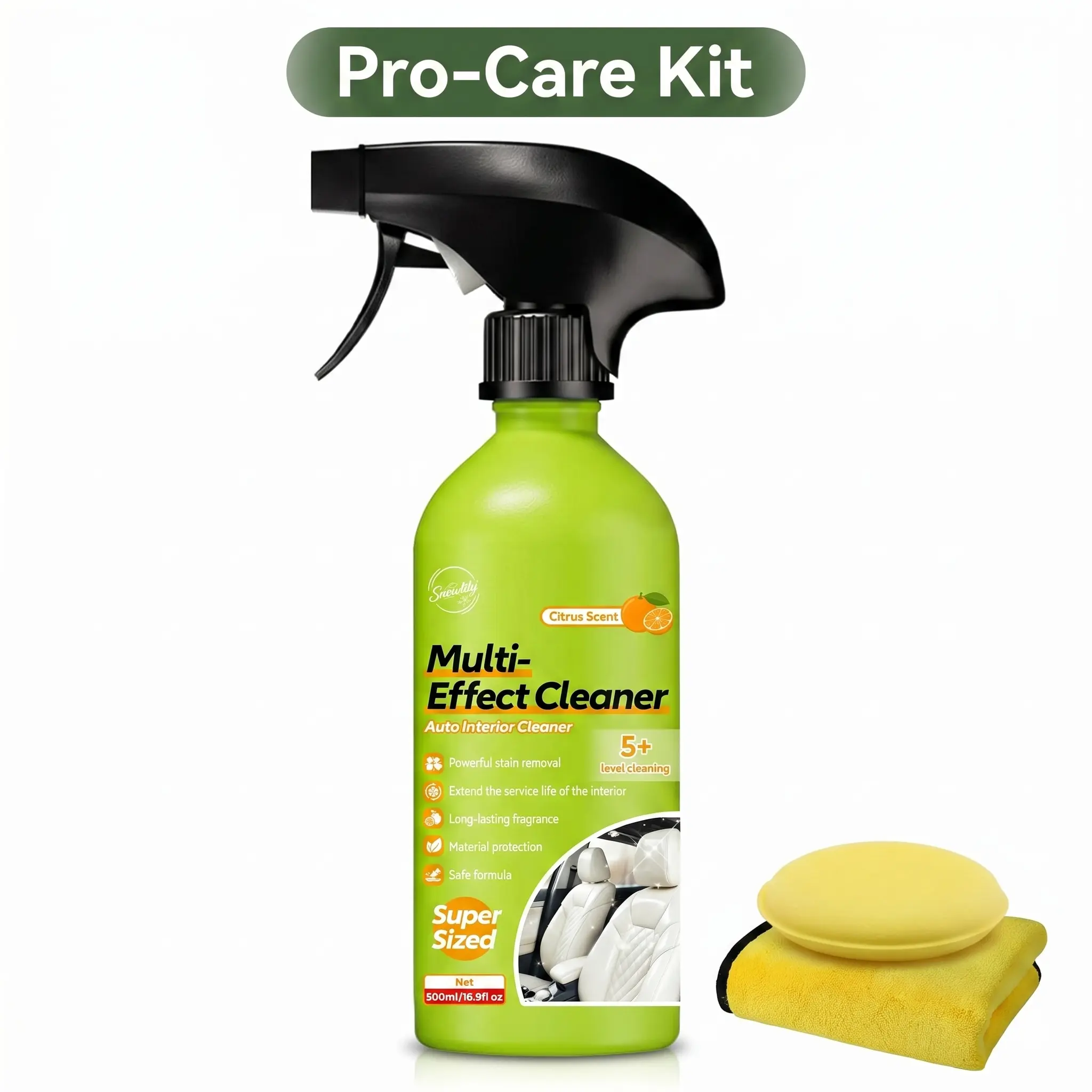 500ml Car Interior Foam Cleaner, Powerful Stain Remover for Headliner, Seats & Carpet, No Scrub Fast-Acting Spray, Multi-Surface Auto Detailing, Fresh Scent household Easy-to-Use