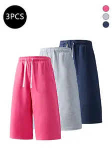 3-Pack Men’s Summer Sports Shorts — Breathable shorts for running, workouts, fitness, and everyday casual wear; 7/8 length men’s shorts