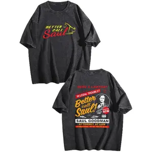 Heisenberg Breaking Bad Vintage Washed T Shirt Better Call Saul Graphic Print T-shirts Men's Pure Cotton Short Sleeves Tee Shirt