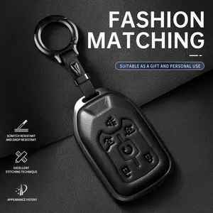 For Chevrolet Key Fob Cover Leather Car Tahoe GMC Yukon 2015 2016 2017 2018 2019 2020 Key Case Truck Accessories Vehicle chevy 1500 accessories