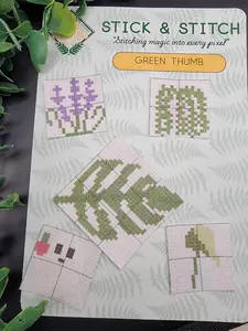 Counted Cross-Stitch Stick and Stitch Pack, DIY Needlework Craft for Plant Lovers