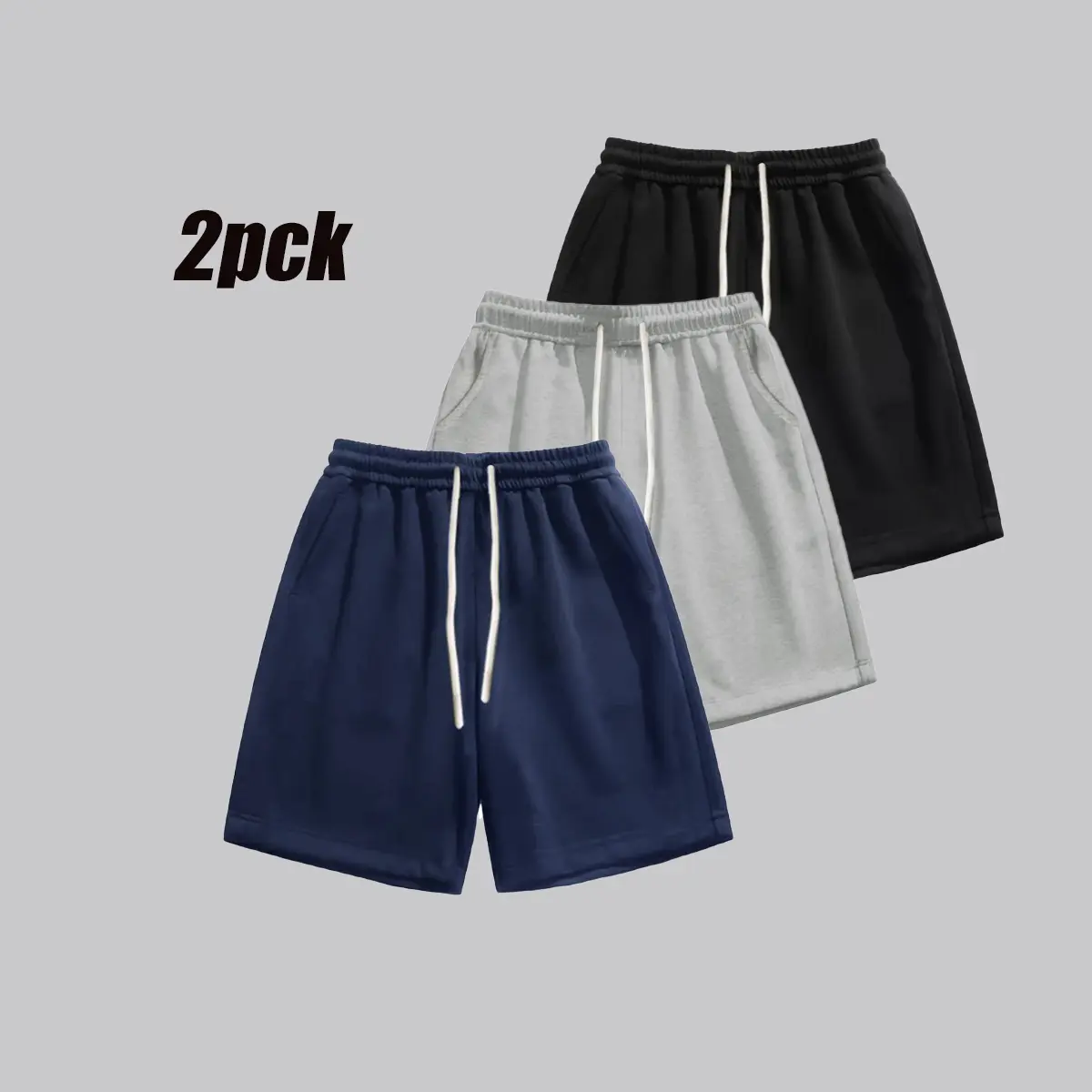 Men's Sporty Basic Color Summer Vintage Simple Loop Short Pants Street Loose Wide Leg Five-Quarter Length Sweatpants