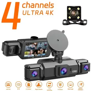 Four-Channel Car Camera Dash Cam, Front Rear Dashcam, Dashcam For Cars, 360° Rotating Dashboard Recorder, Front & Rear Left Right Cameras Support 1080P Recording, HD Dash Camera, 24/7 Loop Recording