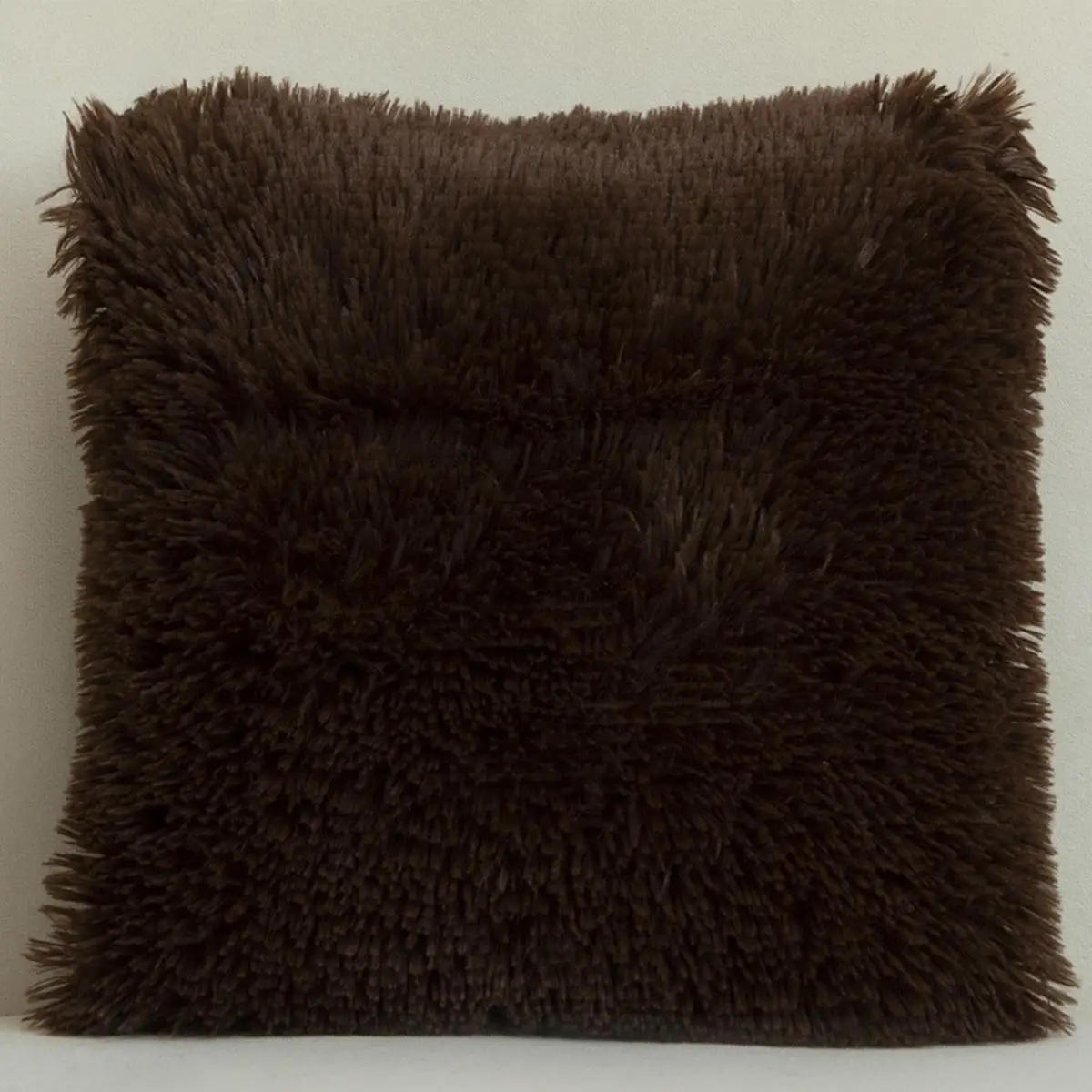 Fluffy Shaggy Cushion Cover without Filler, 1 Count Solid Square Plush Pillow Case for Home Bedroom Car Seat Sofa