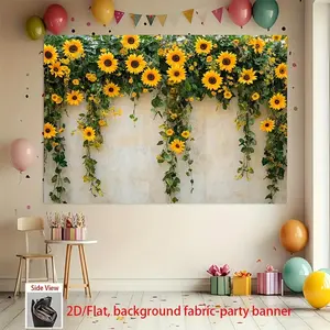 1PC,2D Flat Sunflower - Themed Festival Door Banner, Fresh Natural - Style Party Decoration Background Cloth, Wall Decor Hanging Cloth for Birthday Parties/Festival Celebrations, Atmosphere - Crea