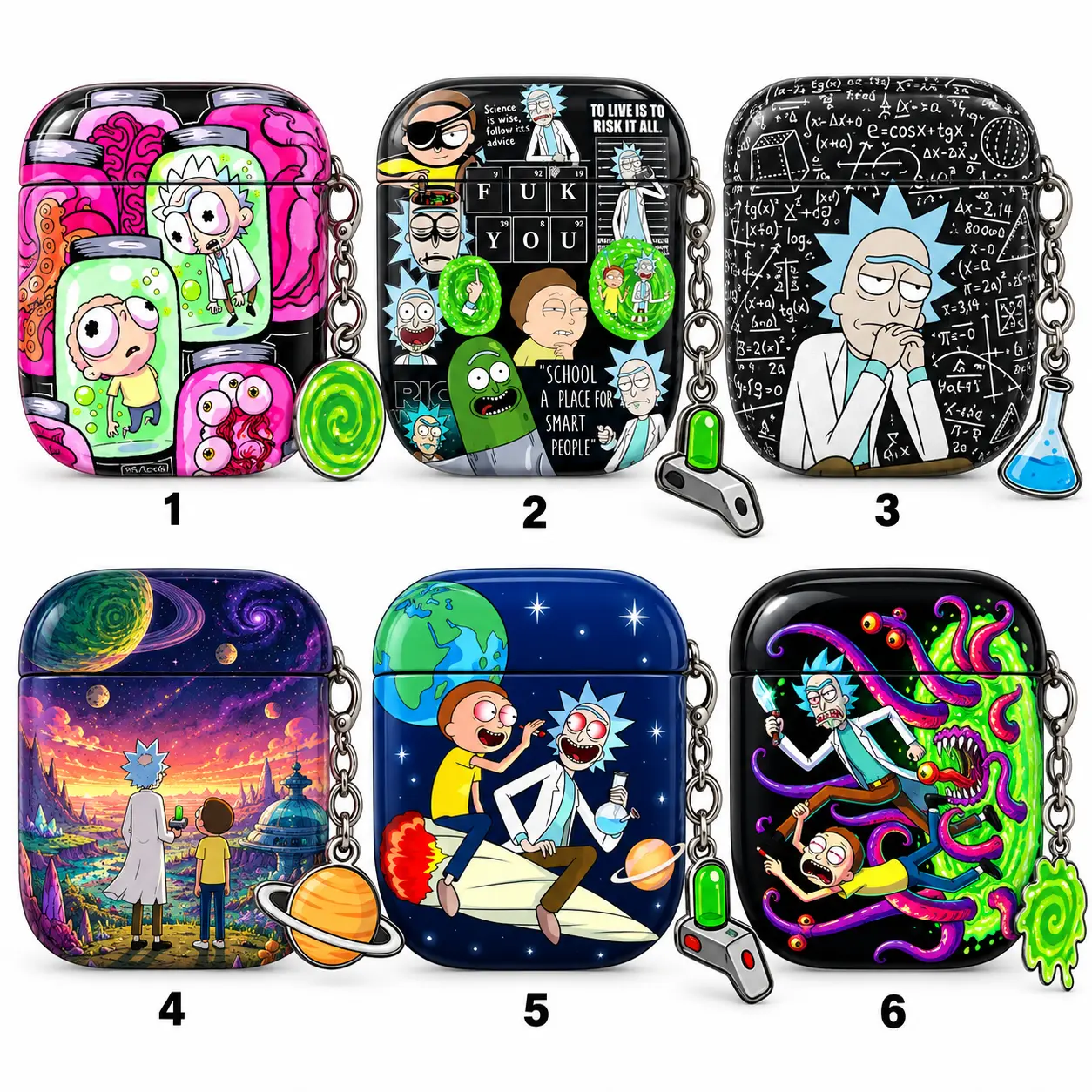 NO KEYCHAIN INCLUDED – Rick and Morty AirPods Case, Green Portal Cartoon Protective Cover, Sci-Fi Anime Earbuds Case, Funny Character AirPod Pro Case Gift Ver 2