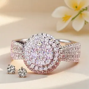 Elegant Micro-Paved Flower Cubic Zirconia Women's Ring | Romantic Choice for Wedding, Engagement & Festivals - Valentine's Day, Christmas, Mother's Day Gift & Daily Wear