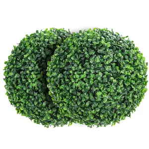 GARVEE 15" Artificial Boxwood Topiary Balls - Set of 2 Decorative Green Spheres for Outdoor Use, Perfect for Enhancing Your Front Porch, Patio, Garden, or Backyard Decor for Weddings and Home Events.