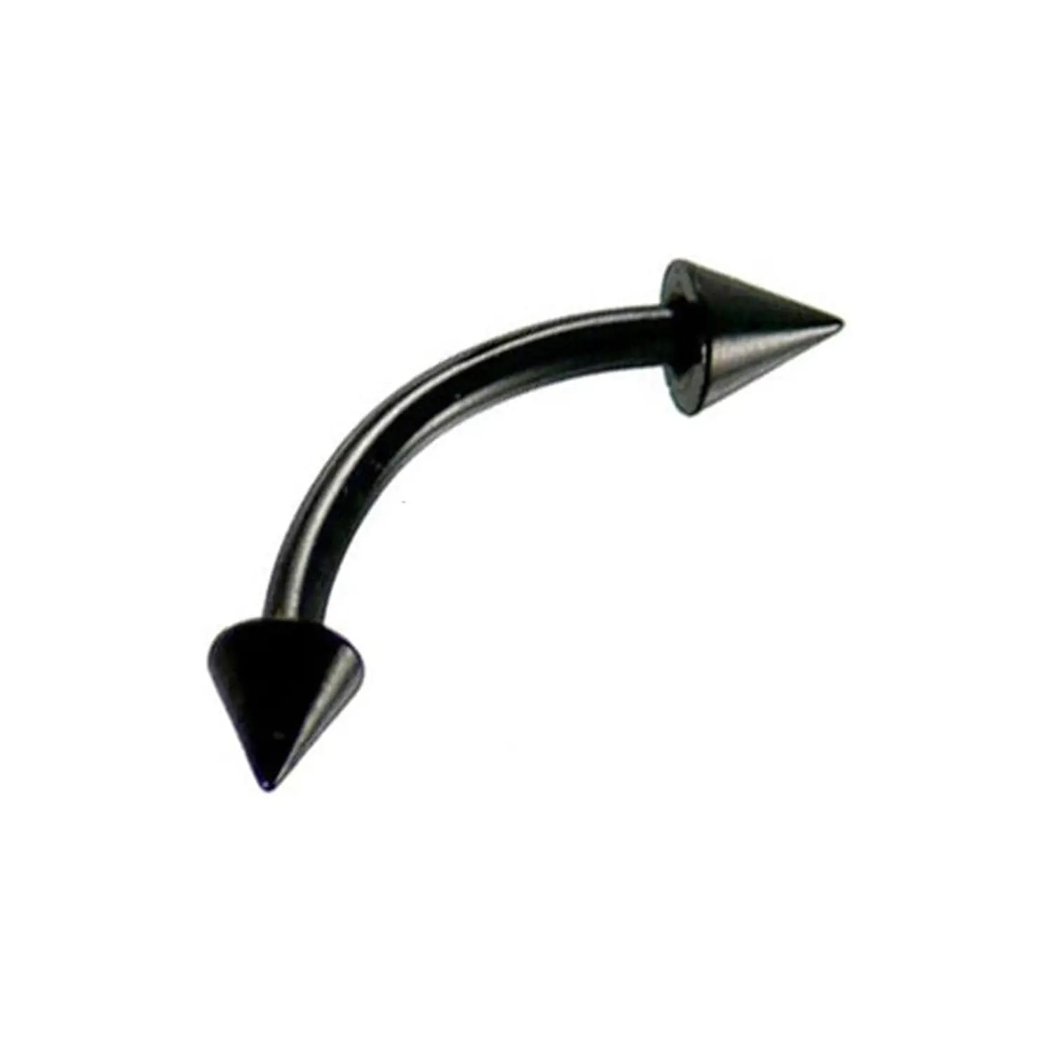 Black Titanium Curved Barbell Eyebrow Ring with Spike Beads 16g