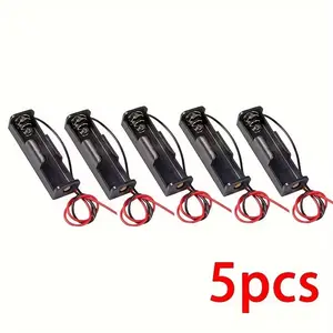 5Pcs 18650 Power Bank Cases 1X 3.6V-4.2V 18650 Battery Holder Storage Box Case 1 Slot Battery Container With Wire Lead Battery Holder Wire Leads