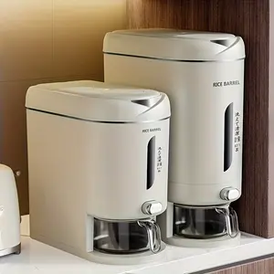 1 Pc Large Capacity Automatic Rice Dispenser, Food Grade Plastic Moisture-Proof Insect-Proof Sealed Tank, One‑Key Quantitative Rice Output, Home Kitchen Countertop Grain Storage