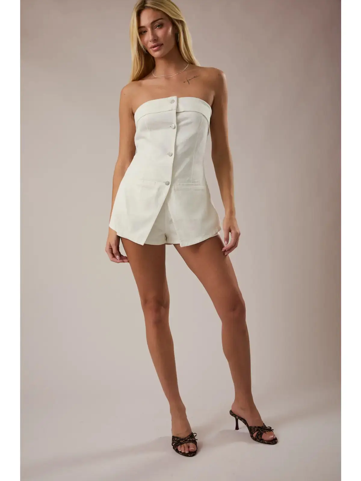 Strapless White Romper