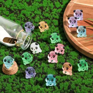7/14/21Pcs Luminous Panda Resin Figurines Miniature Glow in The Dark Desktop Landscape Decoration Cake Topper