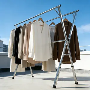 Heavy-duty Clothes Drying Rack | Retractable X-shaped Frame, Durable Metal Folding Clothes Rack, Indoor and Outdoor Use, Space-saving, Clothes Drying Rack