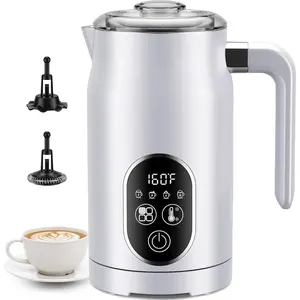 Electric Milk Frother, 4 In 1 Milk Frother and Steamer With Temperature Control, Automatic Warm and Cold Foam Maker for Coffee, Latte, Hot Chocolate, Cappuccinos, Macchiato, White