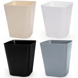 Set of 4 Plastic Small Trash Can - 1.6 Gallon Square Wastebasket Garbage Can for  Kitchen Office Bathroom